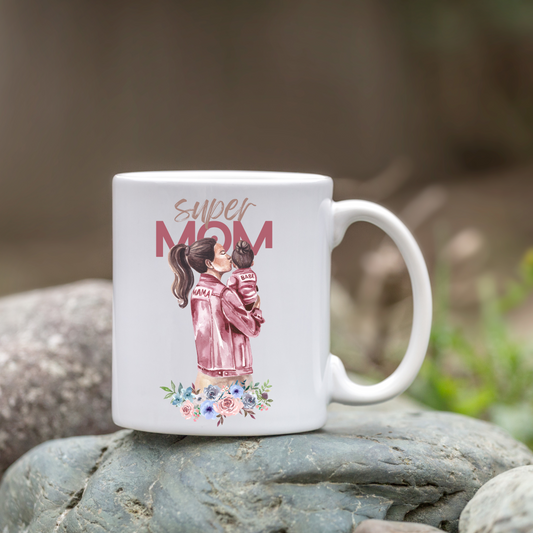 Super Mom White Ceramic Coffee Mug